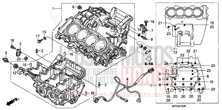KURBELGEHAEUSE von Hornet ABS PEARL SIENA RED (R320) von 2010